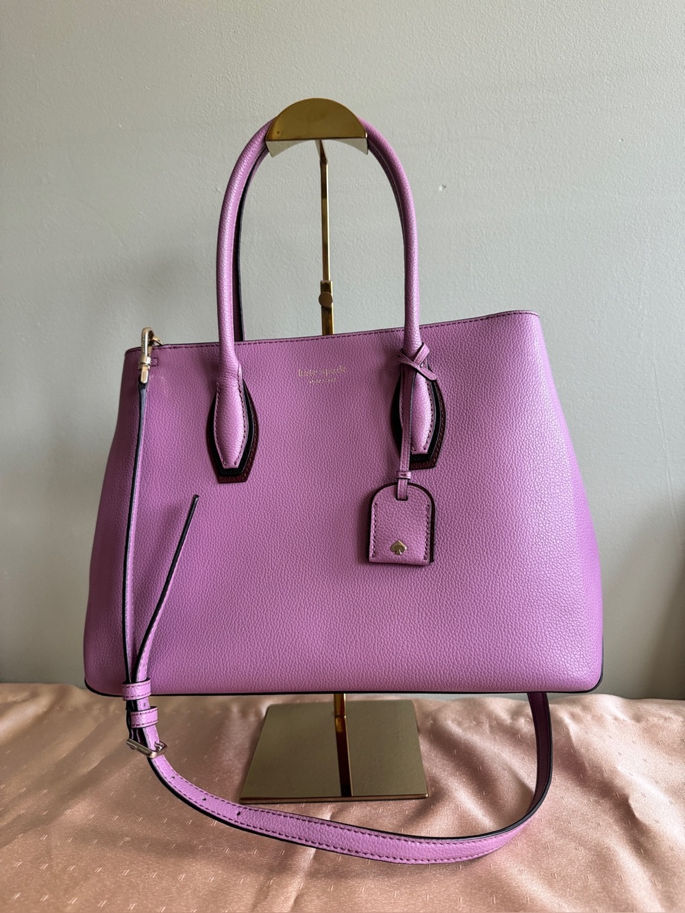 Kate Spade NY Leather Satchel Tote Bag with crossbody strap